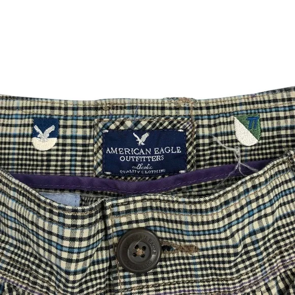 American Eagle Vintage Y2K Low Rise Plaid Print Micro Mini Shorts Size 8 Preppy - Picture 7 of 12